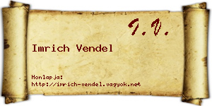 Imrich Vendel névjegykártya